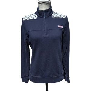 🌻Vineyard Vines Nautical Sailboat Logo Print Quarter Zip Pullover Size Small